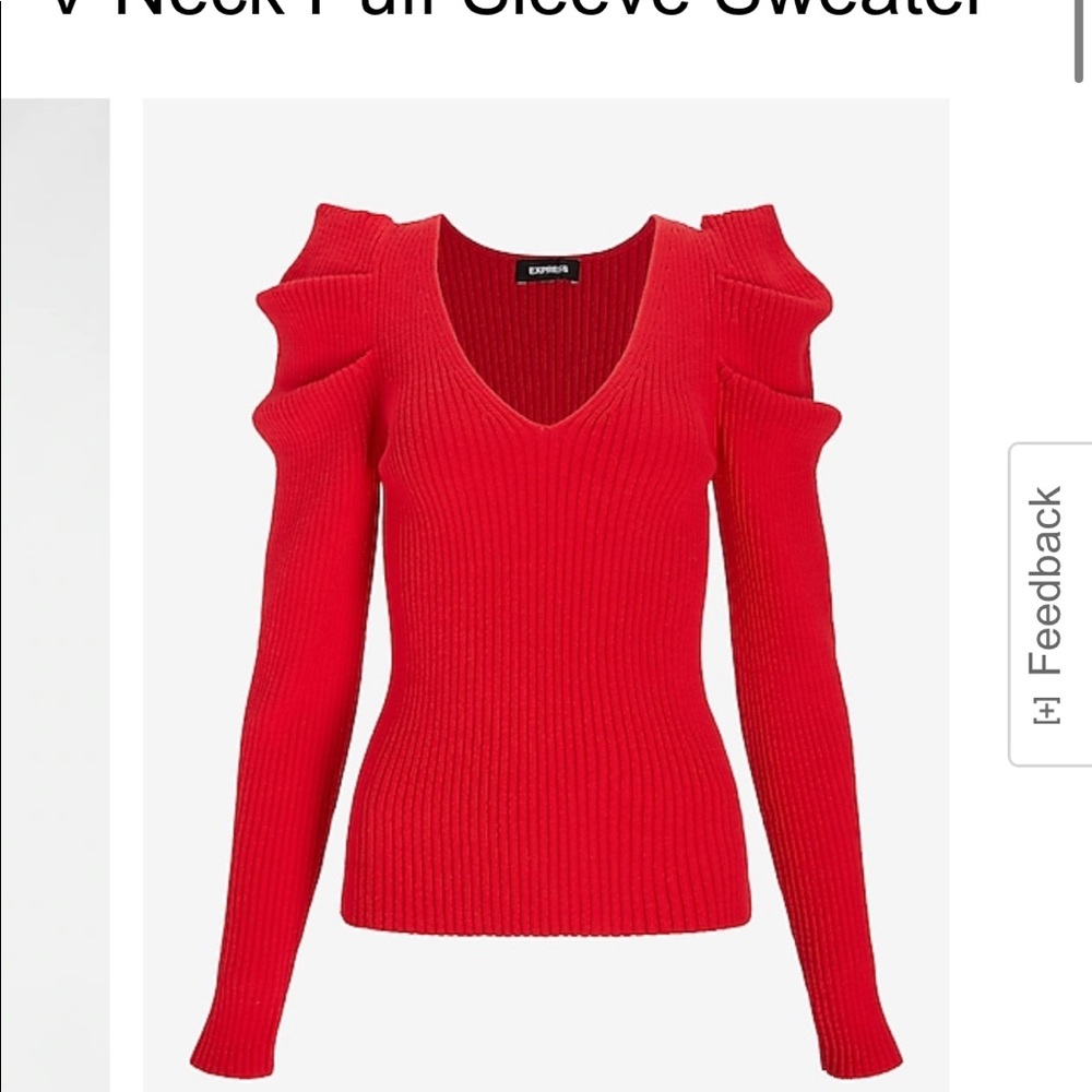 Red express sweater NWT Small puff sleeve